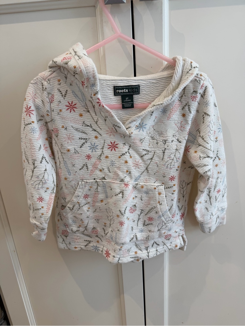 Roots 2t Cream Floral Hoodie - Girls